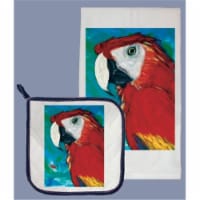 Pipsqueak Productions DP879 Macaw Dish Towel And Pot Holder Set