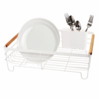 Basket Dish Drain with Utensil Caddy - White Perspective: Main