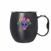 Oggi Day of the Dead Black Skull Moscow Mule Mug - Dia de los Muertos Perspective: Main