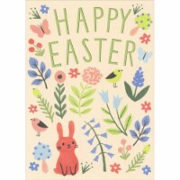 RSVP Red Bunny, Birds, Mushrooms, Butterflies and a Variety of Flowers Easter Card Perspective: Main