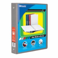 3-Ring View Binder with 2 Pockets, 1.5 , Gray