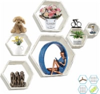 Hexagon Floating Shelves 6Pcs Wall Mounted Set Honeycomb Floating Shelves, Octagon Shelves