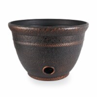 Liberty Garden 1925 Banded High Density Resin Hose Pot w/ Drain, Antique Bronze