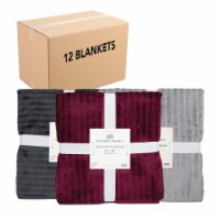 Campbell Ramsay Ribbed Flannel Blanket (Bulk Case of 12), Size Options - Twin, Full-Queen, &