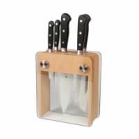 Mercer Tool M23505 Renaissance 6-Piece Forged Knife Block Set- Wood Block with Tempered Glass