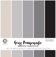 Colorbok 78lb Smooth Cardstock 12 X12  30/Pkg-Gray Promenade, 5 Colors/6 Each