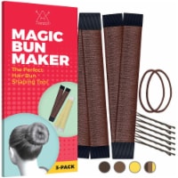HAWWWY Brown 2pk +Bonus Hair Bun Maker, Hair Ties & Bobby Pins