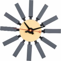 LeisureMod Vdara Modern Design Block Silent Non-Ticking Wall Clock