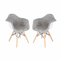 LeisureMod Willow Velvet Eiffel Wooden Base Accent Chair Set of 2