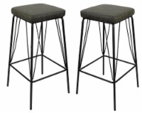 LeisureMod Millard Leather Bar Stool With Metal Frame Set of 2