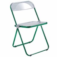 LeisureMod Lawrence Acrylic Folding Chair With Green Metal Frame