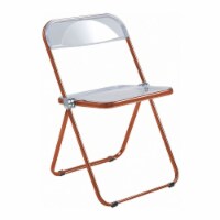 LeisureMod Lawrence Acrylic Folding Chair With Orange Metal Frame