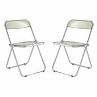 LeisureMod Lawrence Acrylic Folding Chair With Metal Frame, Set of 2
