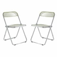 LeisureMod Lawrence Acrylic Folding Chair With Metal Frame, Set of 2