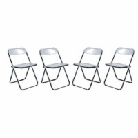 LeisureMod Lawrence Acrylic Folding Chair With Metal Frame, Set of 4