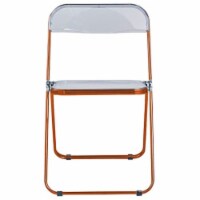 LeisureMod Lawrence Acrylic Folding Chair With Orange Metal Frame, Set of 4