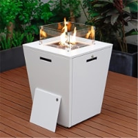 LeisureMod Chelsea Aluminum Patio Modern Propane Fire Pit Side Table