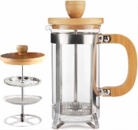 12OZ French Press Coffee/Tea Maker Stainless, Steel High Borosilicate Plastic-free Carafe 350