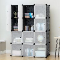 SUGIFT Portable Cube Storage Organizer, 14 x14 Cube Clothes Storage Shelves Black (12 Cubes）