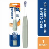 Spinbrush Pro Clean Medium Bristles Sage Green Battery Powered Electric Toothbrush Perspective: Main