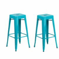 Flash Furniture 30'' High Backless Crystal Teal-Blue Indoor-Outdoor Barstool - 2 Pack