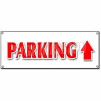 SignMission  Parking Up Arrow Banner Sign - Lot Garage Valet Long Short Term Straight Ahead