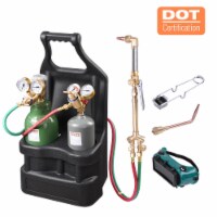 Portable Weld Torch Tank Kit Twin Tote Oxygen Acetylene Oxy Cutting Brazing DOT