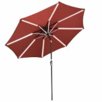 10ft Solar Power LED Patio Umbrella Market Parasol Cafe Sunshade Tilt with Crank