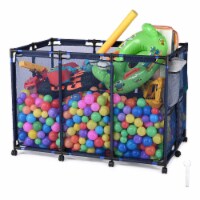 Yescom 48 x30 x34 Mesh Pool Storage Bin Rolling Cart Swim Toys Organizer Black/Blue