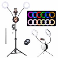 Yescom 7 RGB Dual LED Ring Light with Stand Mirror Phone Holder for Makeup Selfie Vlog