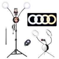 Yescom 7 Dual LED Ring Light Dimmable with Stand Phone Holder for Makeup Selfie Vlog