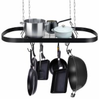 Yescom Pot and Pan Hanging Rack Ceiling Mount Kitchen Holder with 12 Hooks Black/Silver
