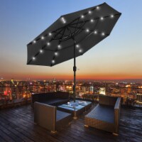 Yescom 9 Ft 3 Tier Patio Umbrella with Solar LED Light Crank Push to Tilt Aluminum Home
