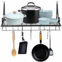 Aquaterior Wall Mount Cookware Rack with 10 Hooks Pan Pot Organizer Kitchen