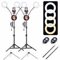 2 Pack 7 Dual LED Ring Light Dimmable Stand Phone Holder Makeup Selfie Vlog