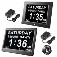 LCD Day Clock Digital Calendar Alarm Large Display Dementia Home Office 2 Pack