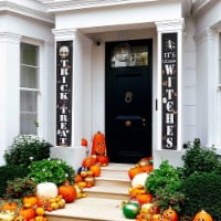 Yescom Halloween Banners Porch Signs Trick Or Treat Hanging Decor Party Door 2 Pack