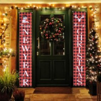 Yescom Christmas Porch Sign Hanging Banner Welcome Holiday Decor Party Outdoor 2 Pack