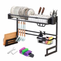 Aquaterior Over Dual Sink Dish Drying Rack Adjustable Drainer Extendable Holder Kitchen
