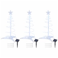 2 Ft LED Christmas Spiral Light with Star Finial Solar Panel Decoration 3 Kits