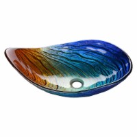 Aquaterior Waterdrop Shape Tempered Glass Vessel Sink Vanity Counter Top Basin
