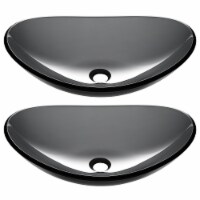 Aquaterior Bathroom Oval Tempered Glass Vessel Sink Counter Top Basin 2 Pack