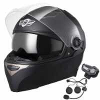 AHR RUN-F Full Face Dual Visors Motorcycle Helmet with Bluetooth Headset DOT
