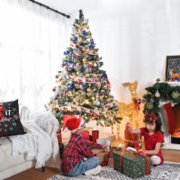 Yescom 7.5 Ft Artificial Christmas Tree Hinged Metal Stand W/1166 Branch Tips, For Home Party