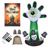 Halloween Inflatable Monster Hand with Eyeball & Garden Flag Kit Yard Decoration