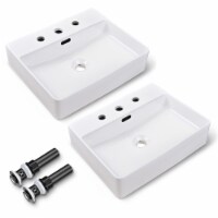 Aquaterior 2 Pack 20 Rectangle Bathroom Vessel Sink Ceramic Above Counter Basin