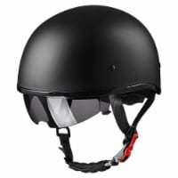 AHR Half Face Motorcycle Helmet Sun Visor DOT Approved Bike Chopper Matte Black