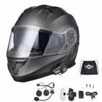 AHR Motorcycle Flip up Full Face Helmet Bluetooth 5.0 Headset DOT Approved M