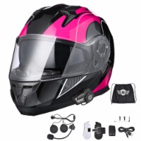 AHR Motorcycle Flip up Full Face DOT Helmet Bluetooth 5.0 Headset Dual Visor XL