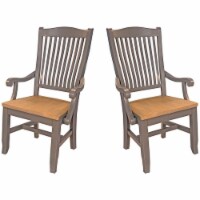 A-America Port Townsend Slatback Dining Arm Chair in Gull Gray (Set of 2)